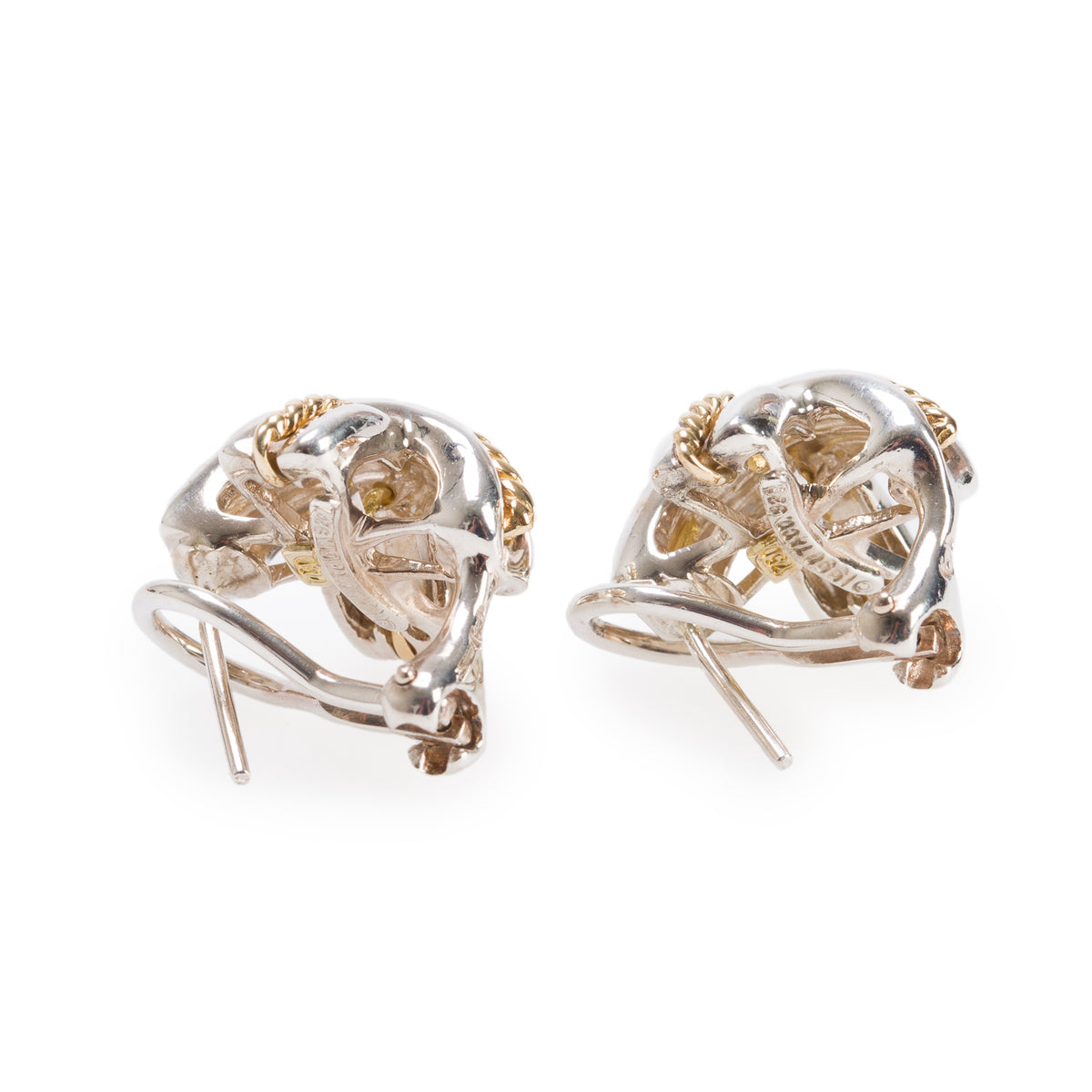 Tiffany & Co. Vintage Sterling Silver & 18k Yellow Gold Medium Signature X Earrings w/ Box
