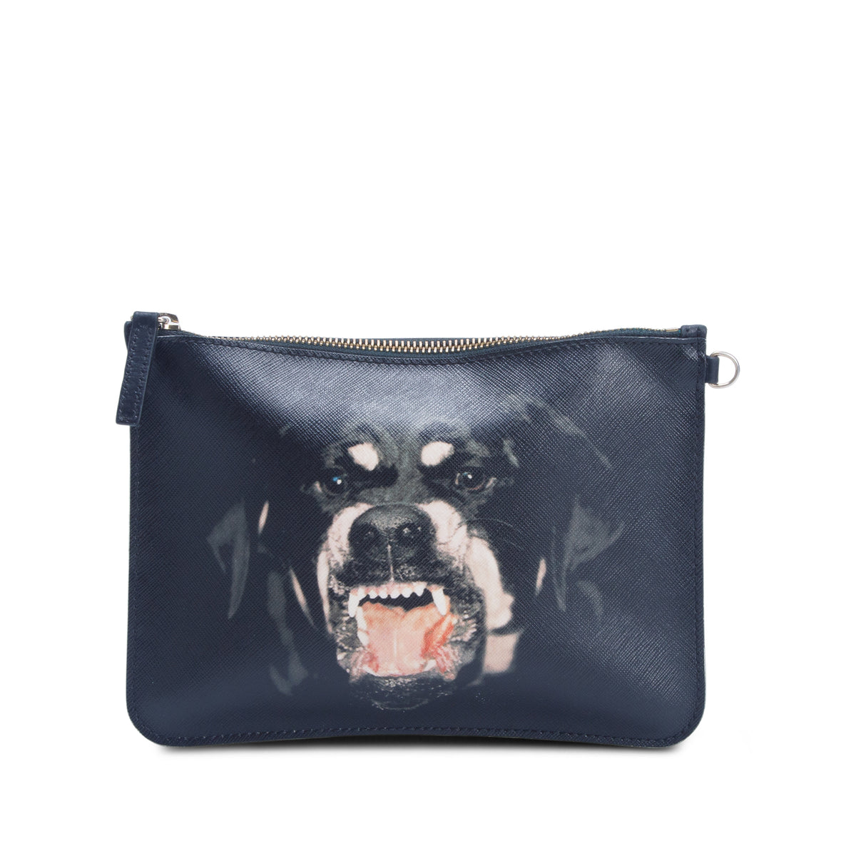 Givenchy Black Textured Coated Canvas Rottweiler Print Medium Cosmetic Pouch