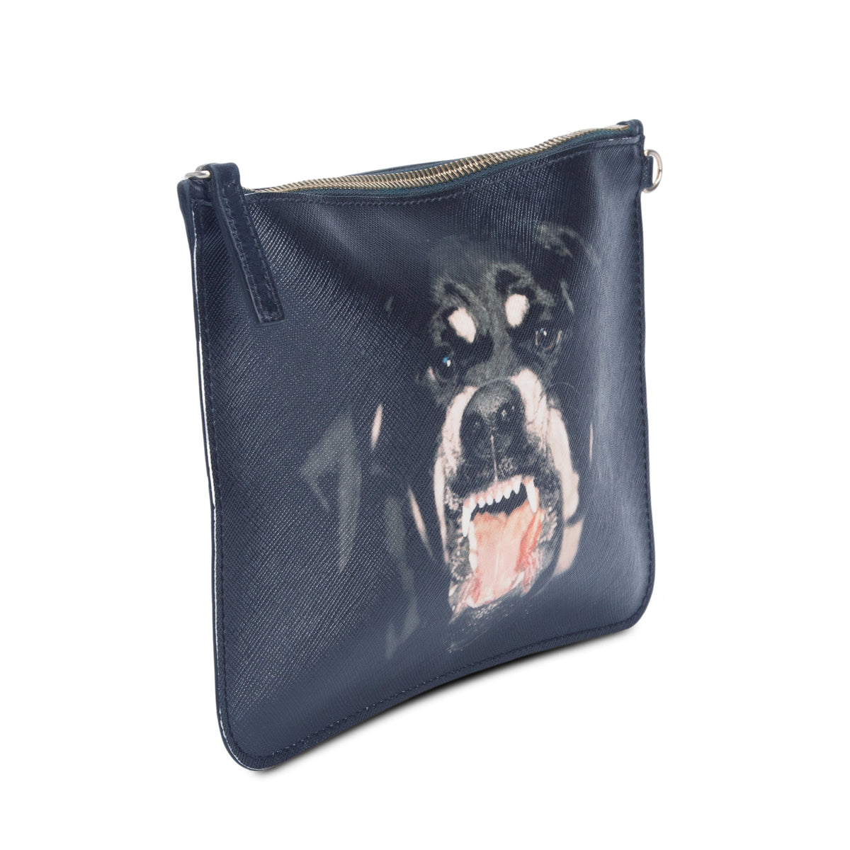 Givenchy Black Textured Coated Canvas Rottweiler Print Medium Cosmetic Pouch