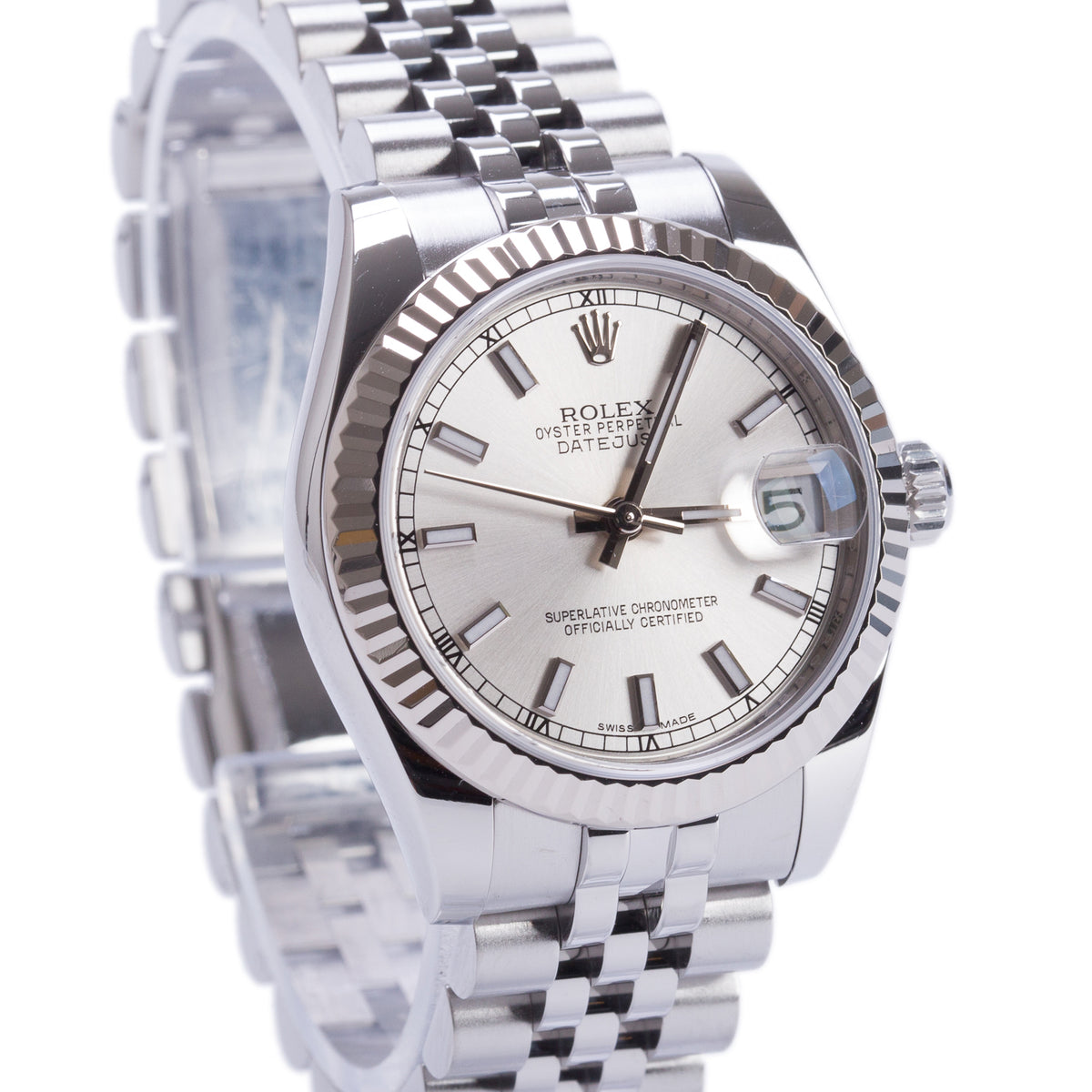 Rolex Stainless Steel Datejust 31 MM Automatic Watch Silver Dial 178274