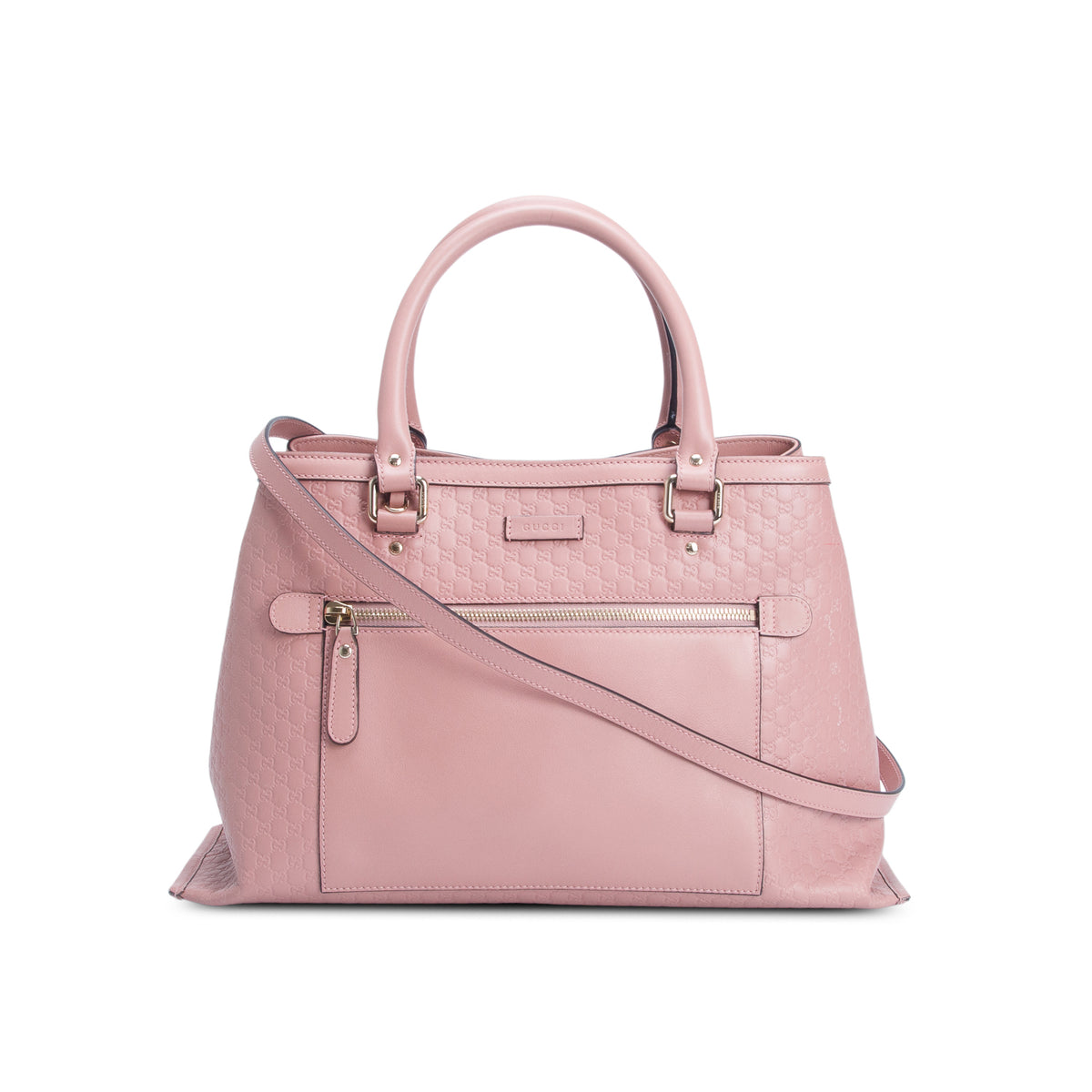 Gucci Pink Soft Signature Leather Large Tote w/ Strap