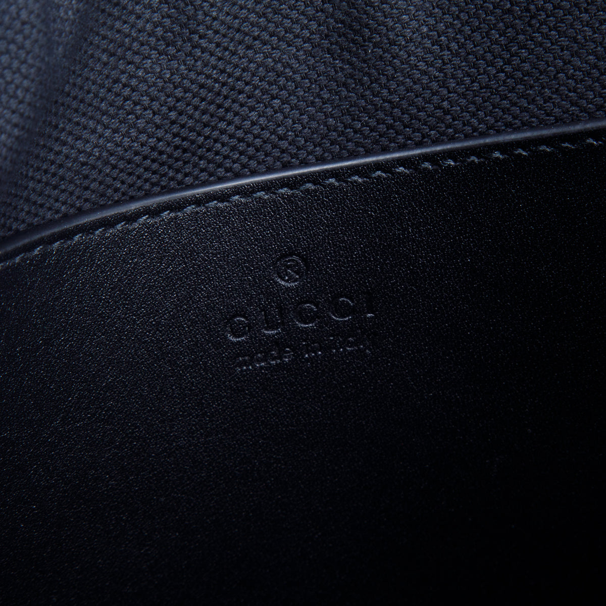 Gucci Black Signature Smooth Leather Medium Emblem Pouch w/ Box