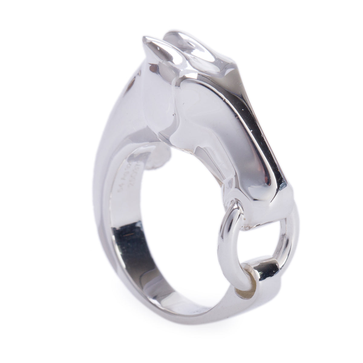 Hermes Sterling Silver Galop Ring, Small Model, Size 54 6.75