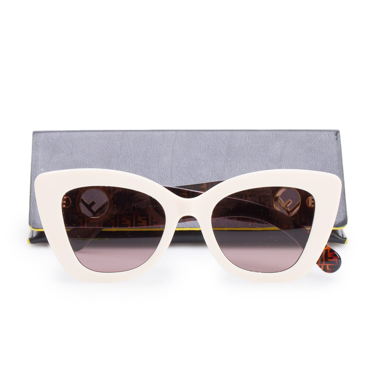 Fendi FF0327/S Creme/Brown Acetate F is Fendi Cat Eye Sunglasses w/ Case & Authenticity Card