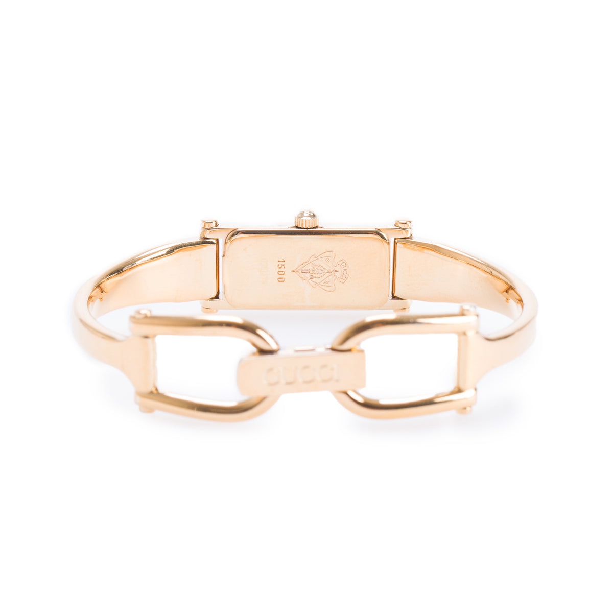 Gucci Gold-Plated Stainless Steel 1500 Series Watch Black Dial
