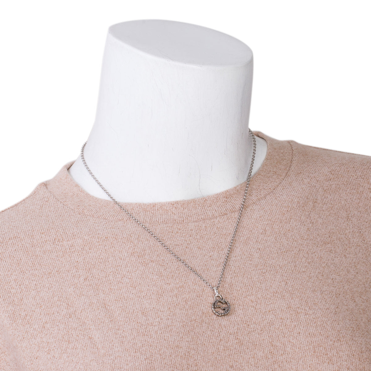 Gucci Sterling Silver Interlocking G Pendant Necklace w/ Box