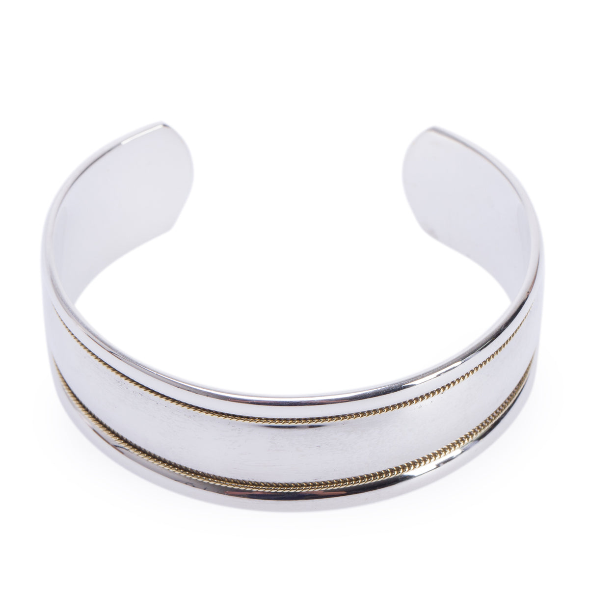 Tiffany & Co. Sterling Silver & 18k Yellow Gold Twist Rope Cuff