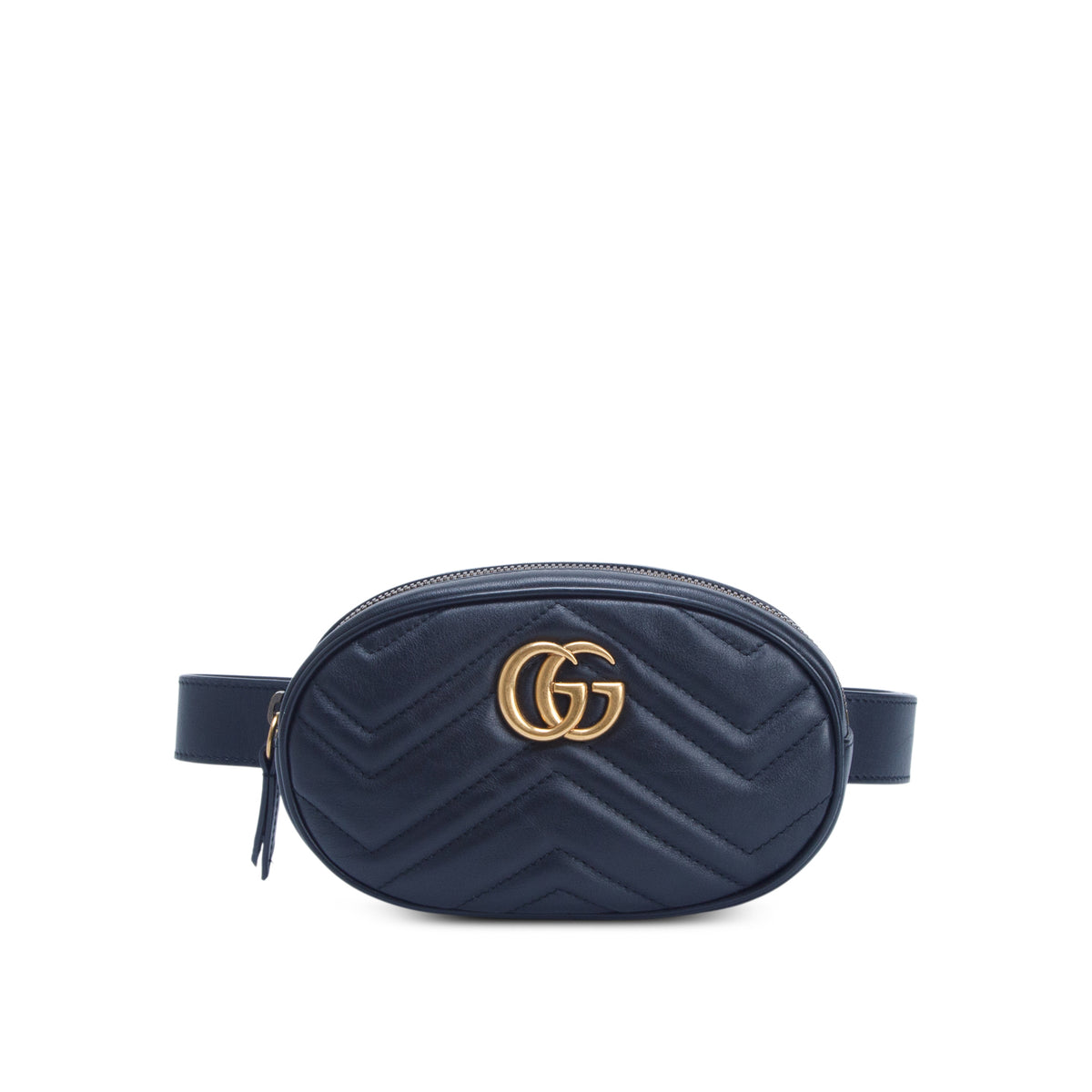 Gucci Black Calfskin Matelasse GG Marmont Belt Bag, Size 75 30