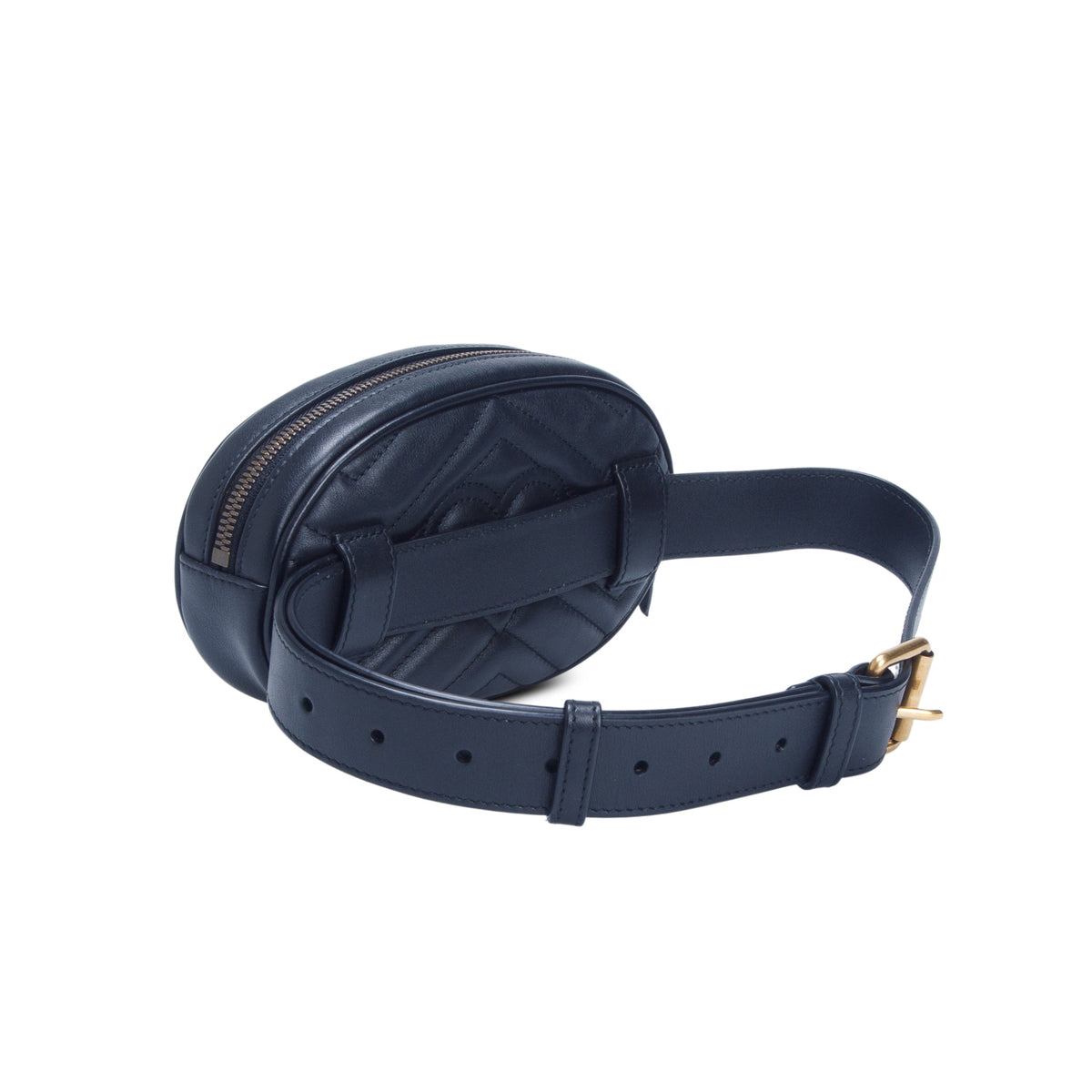 Gucci Black Calfskin Matelasse GG Marmont Belt Bag, Size 75 30