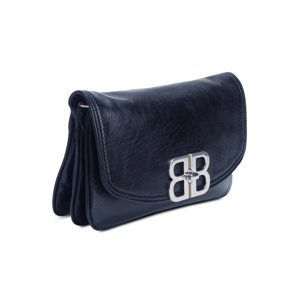 Balenciaga Black Calfskin Medium BB Soft Flap Bag w/ Straps