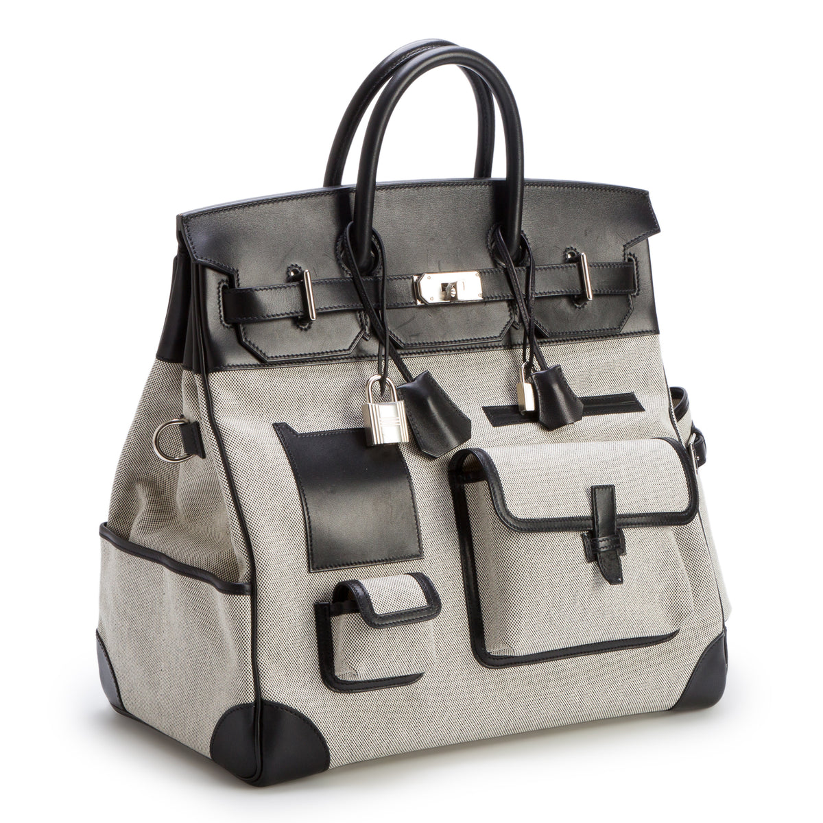 Hermes 2021 Ecru & Noir Toile H Canvas HAC Cargo Birkin 40