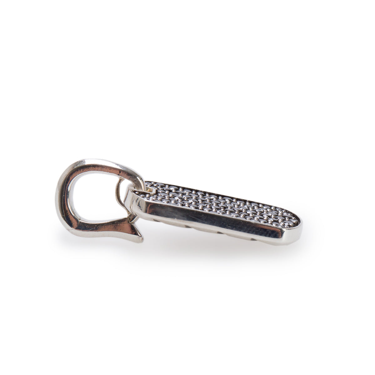 David Yurman Sterling Silver Pave Black Diamond 21MM Chevron Dog Tag Pendant w/ Box