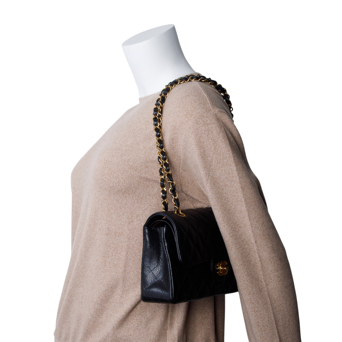 Chanel 2024 Black Quilted Caviar Leather Classic Small Double Flap Bag w/ Box & Receipt