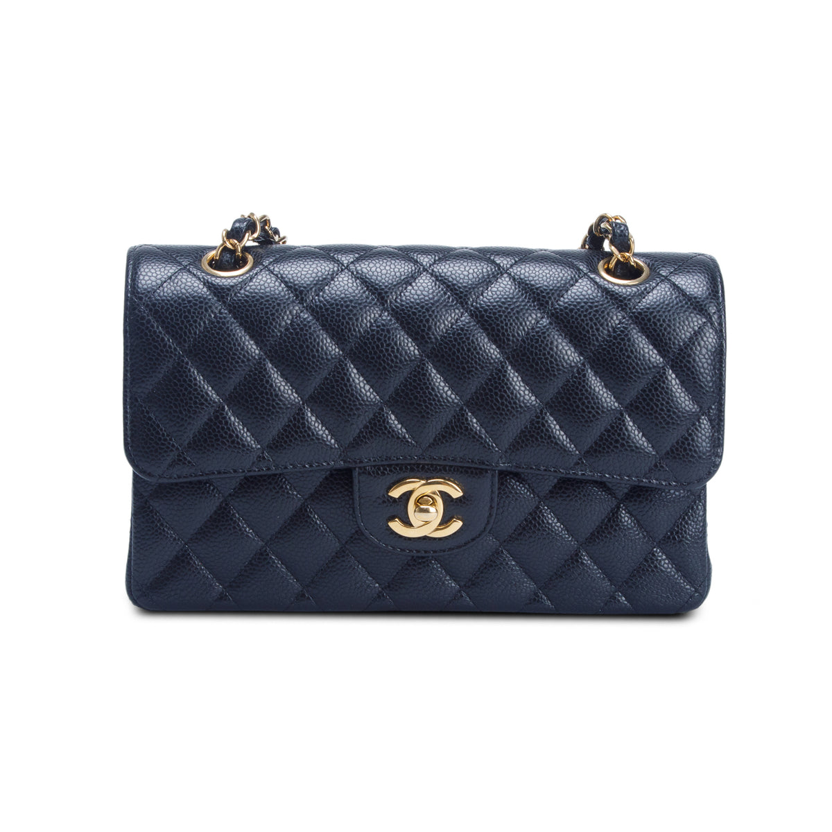 Chanel 2024 Black Quilted Caviar Leather Classic Small Double Flap Bag w/ Box & Receipt