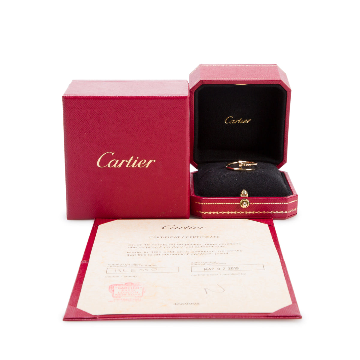 Cartier 18k Yellow Gold Juste Un Clou Ring, Small Model, Size 59 8.25 w/ Box & Certificate
