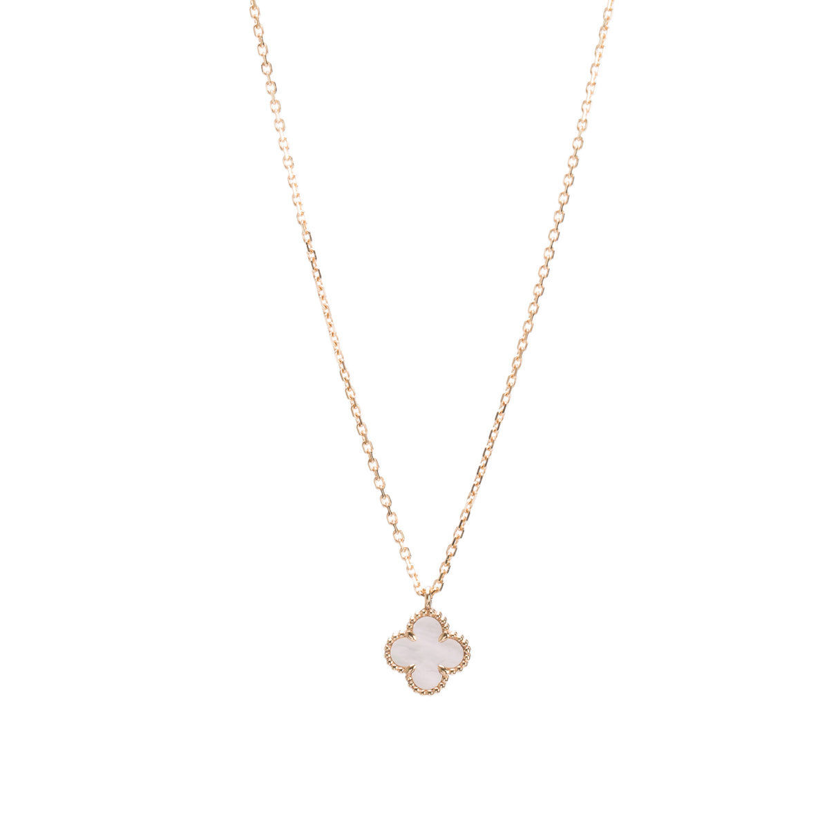 Van Cleef & Arpels 2025 18k Yellow Gold Sweet Alhambra Mother of Pearl Pendant Necklace w/ Box & Certificate