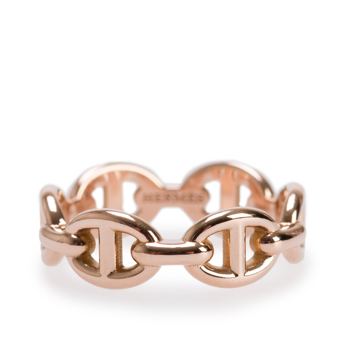 Hermes 18k Rose Gold Chaine D'Ancre Enchainee Ring, Small Model, Size 50 5.25 w/ Box