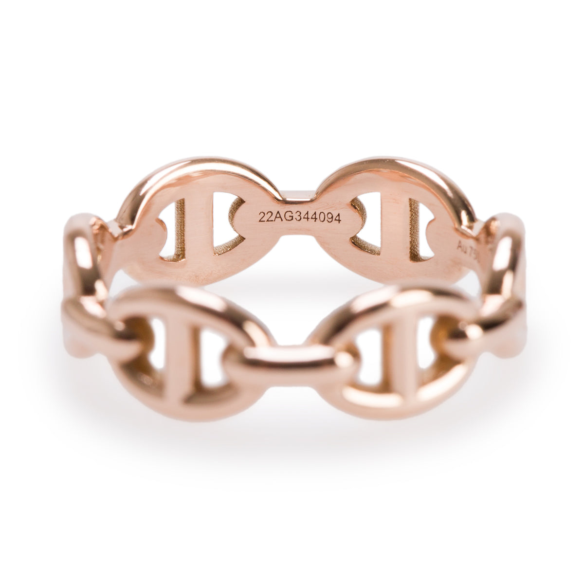 Hermes 18k Rose Gold Chaine D'Ancre Enchainee Ring, Small Model, Size 50 5.25 w/ Box