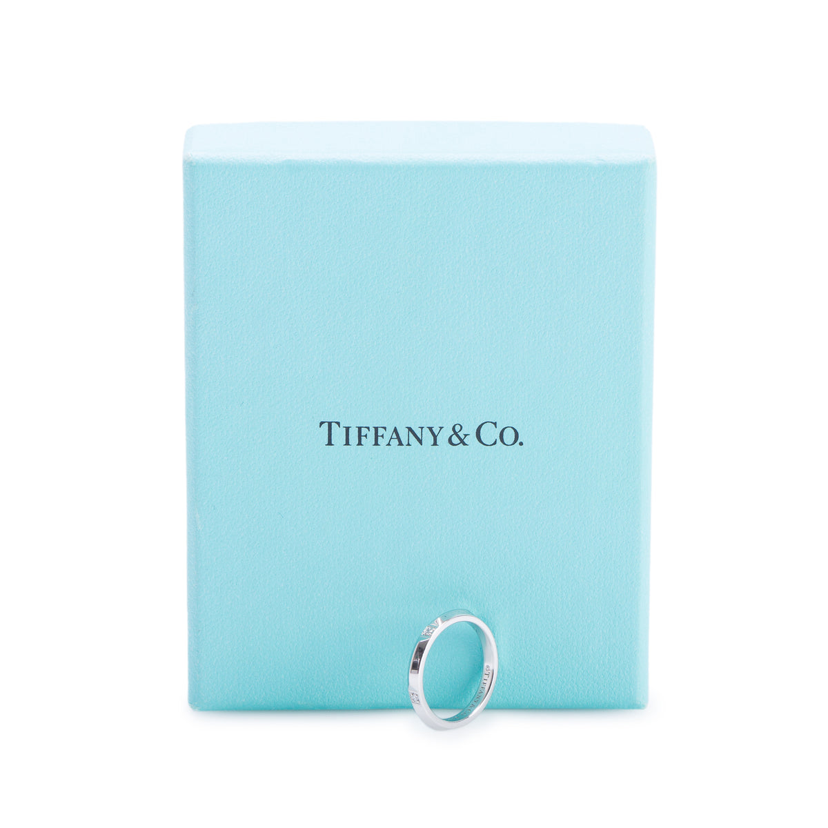 Tiffany & Co. Platinum Diamond True 2.5MM Band Ring, Size 6 w/ Box