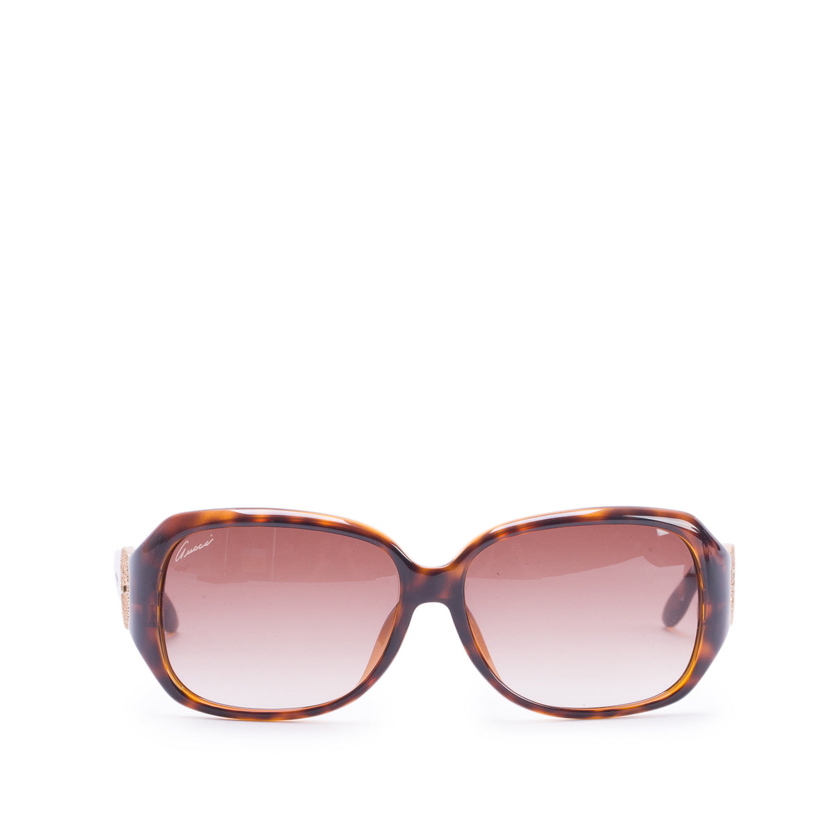 Gucci GG3592FS Tortoise Acetate Crystal GG Square Sunglasses