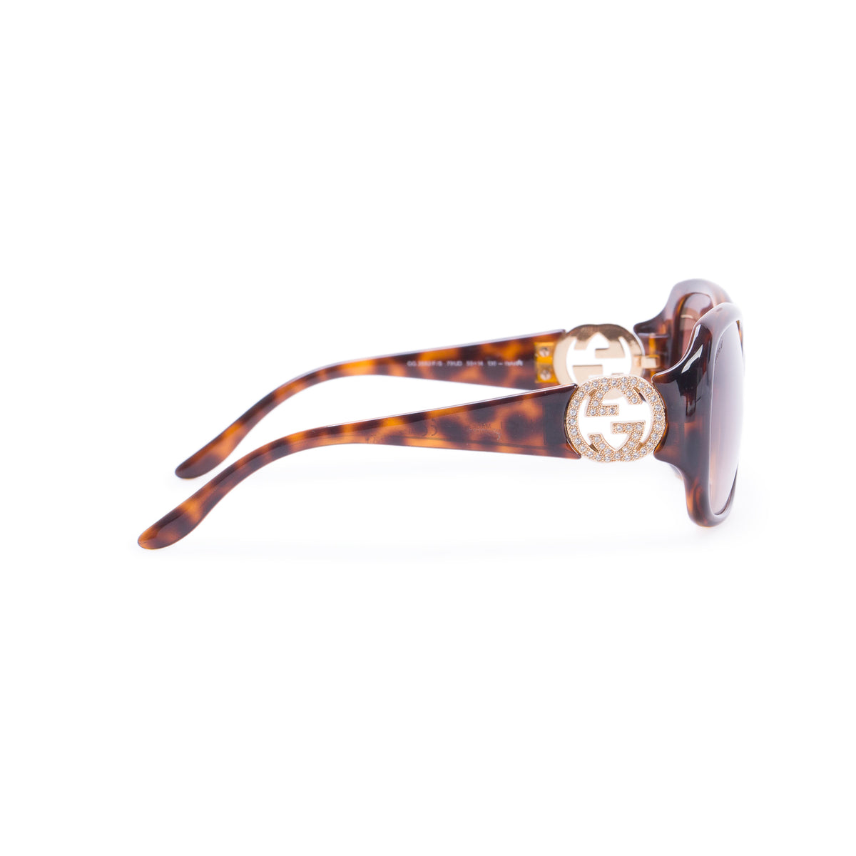 Gucci GG3592FS Tortoise Acetate Crystal GG Square Sunglasses