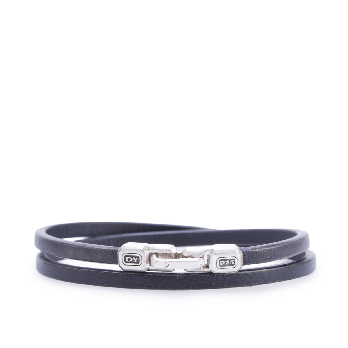 David Yurman Sterling Silver Streamline Double-Wrap Leather Bracelet