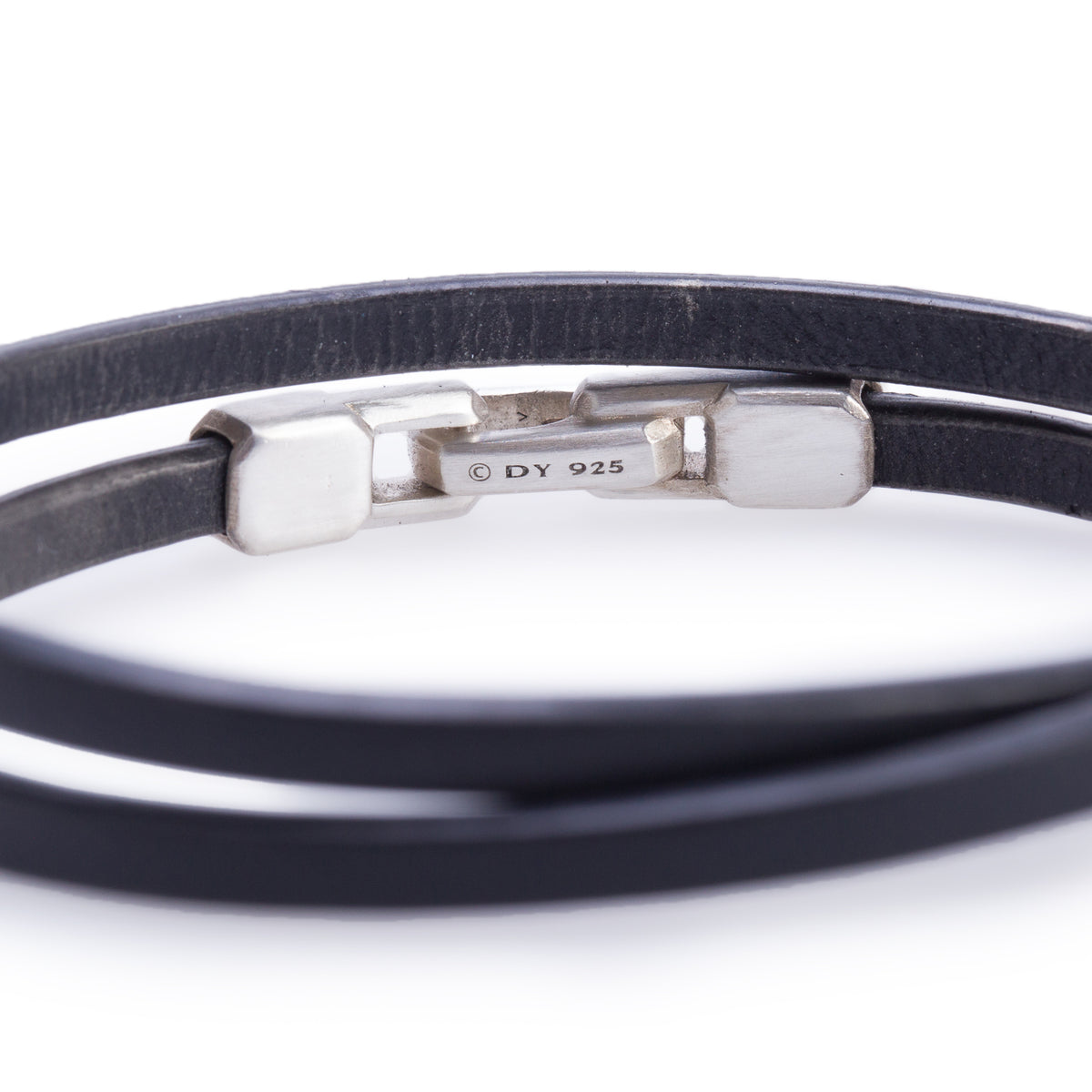 David Yurman Sterling Silver Streamline Double-Wrap Leather Bracelet