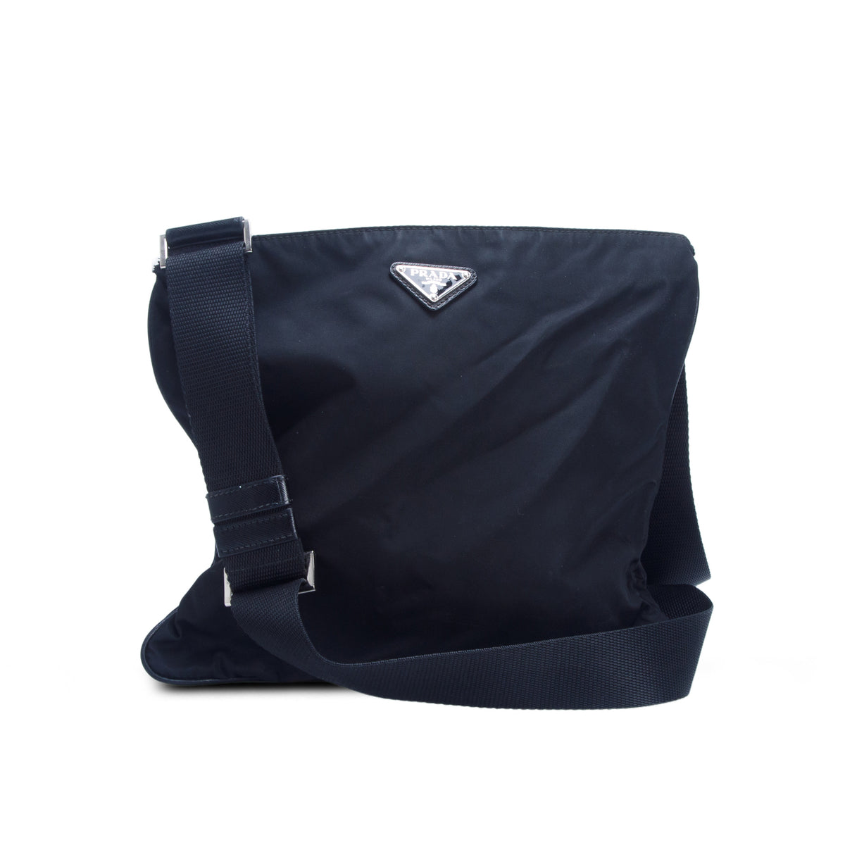 Prada Black Tessuto Nylon Vela Flat Messenger Bag