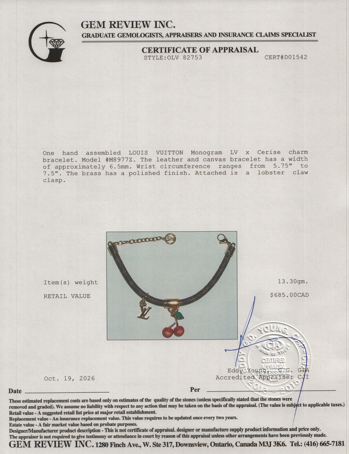 Louis Vuitton Monogram LV x Cerise Charm Bracelet