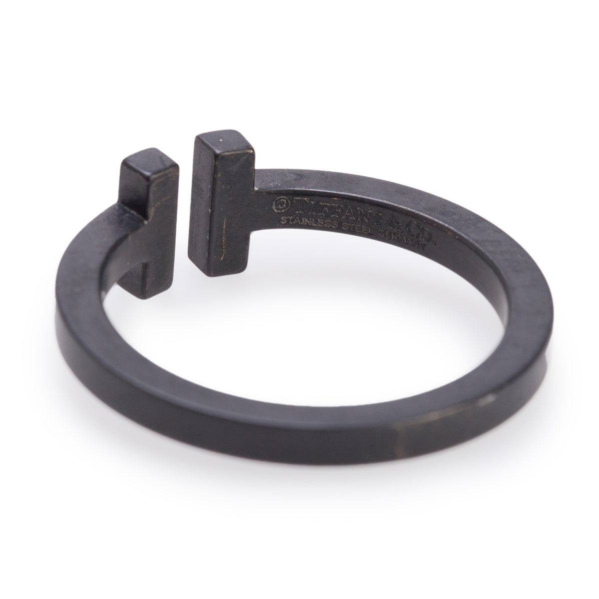 Tiffany & Co. Black Coated Steel T Square Ring, Size 11.25