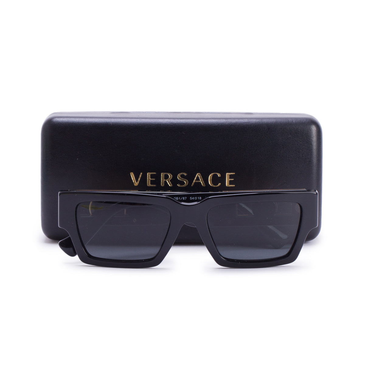Versace 4459 Black Acetate Medusa Rectangular Sunglasses w/ Case