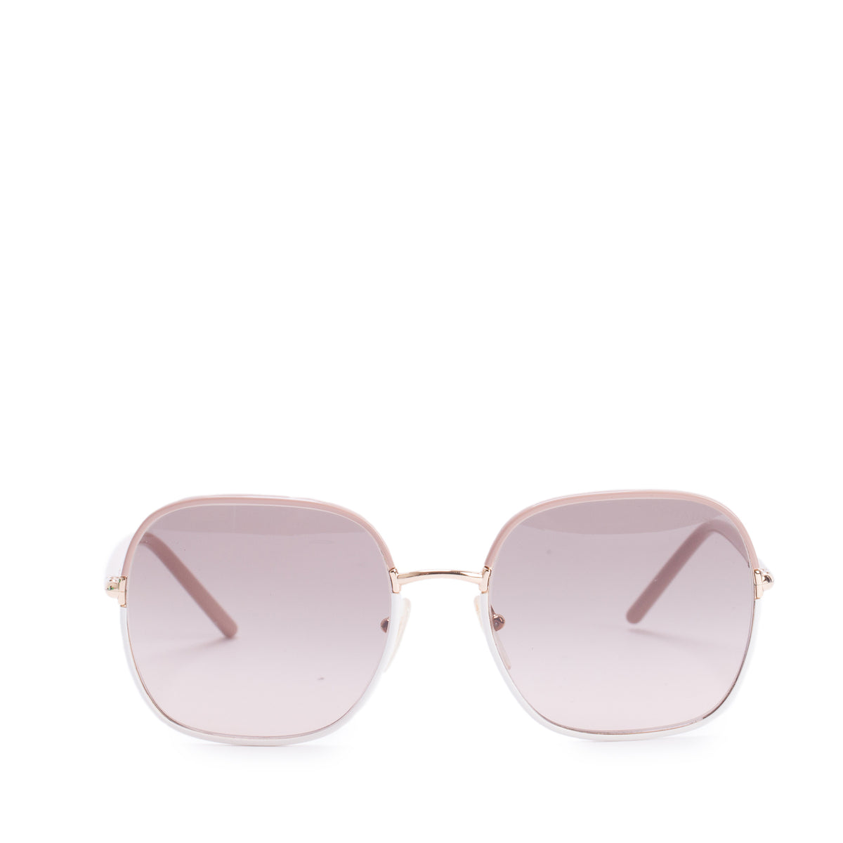 Prada SPR 67X Pink Metal Oversize Square Sunglasses w/ Box & Case