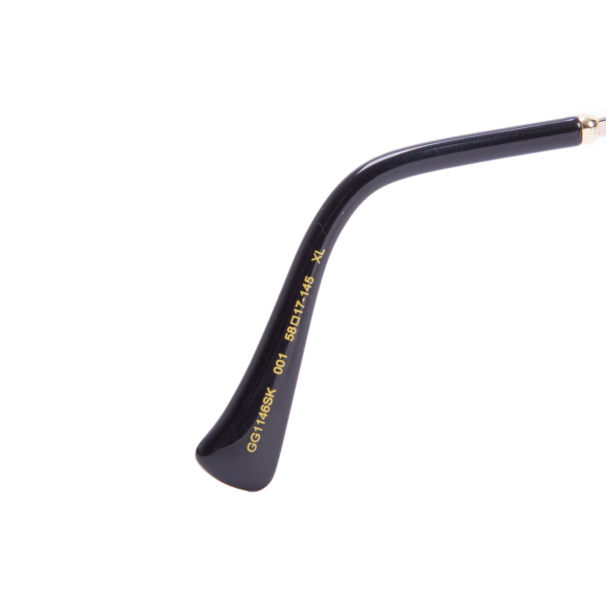 Gucci GG1146SK Gold Tone Black Acetate Square GG Sunglasses w/ Case