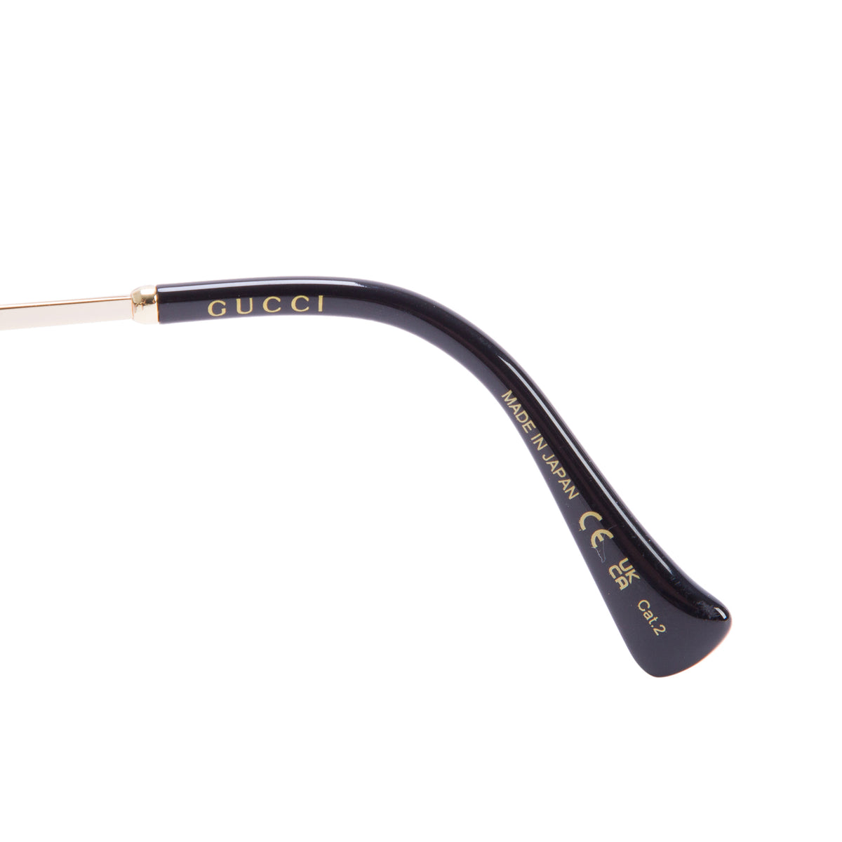 Gucci GG1146SK Gold Tone Black Acetate Square GG Sunglasses w/ Case