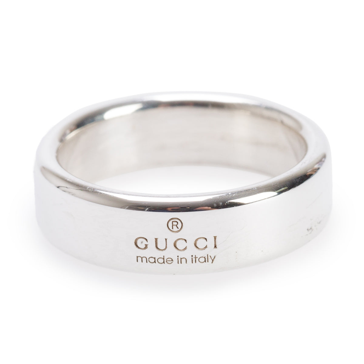 Gucci Sterling Silver Diagonal Interlocking G 6MM Band Ring, Size 16 7.5