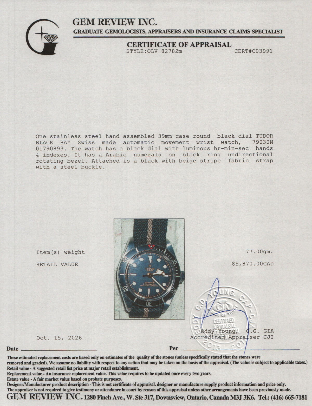 Tudor Stainless Steel Black Bay Fifty-Eight 39 MM Automatic Watch Black Dial 79030N w/ Box & Papers