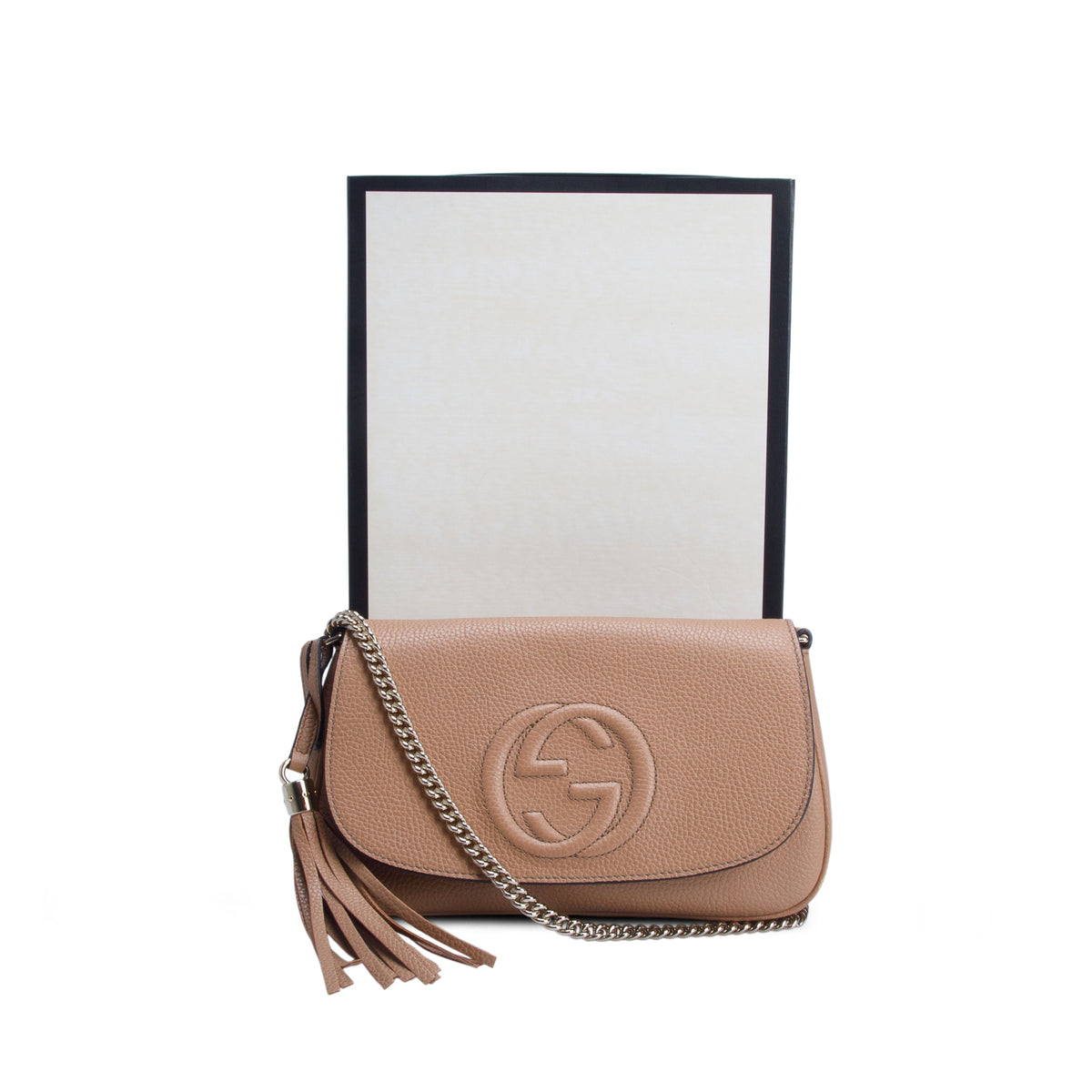Gucci Brown Leather Medium Soho Flap Crossbody Bag w/ Box
