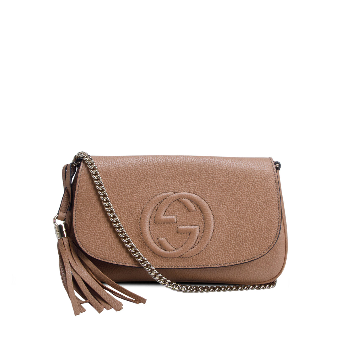 Gucci Brown Leather Medium Soho Flap Crossbody Bag w/ Box