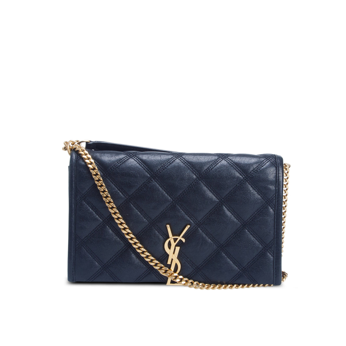 Saint Laurent Black Quilted Leather Becky Chain Wallet