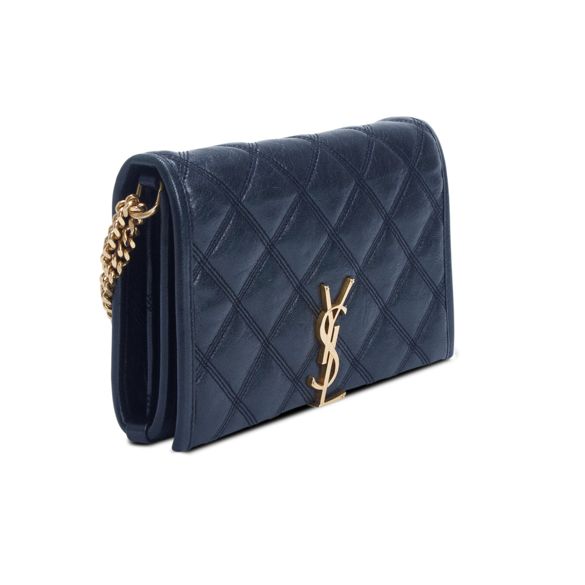 Saint Laurent Black Quilted Leather Becky Chain Wallet