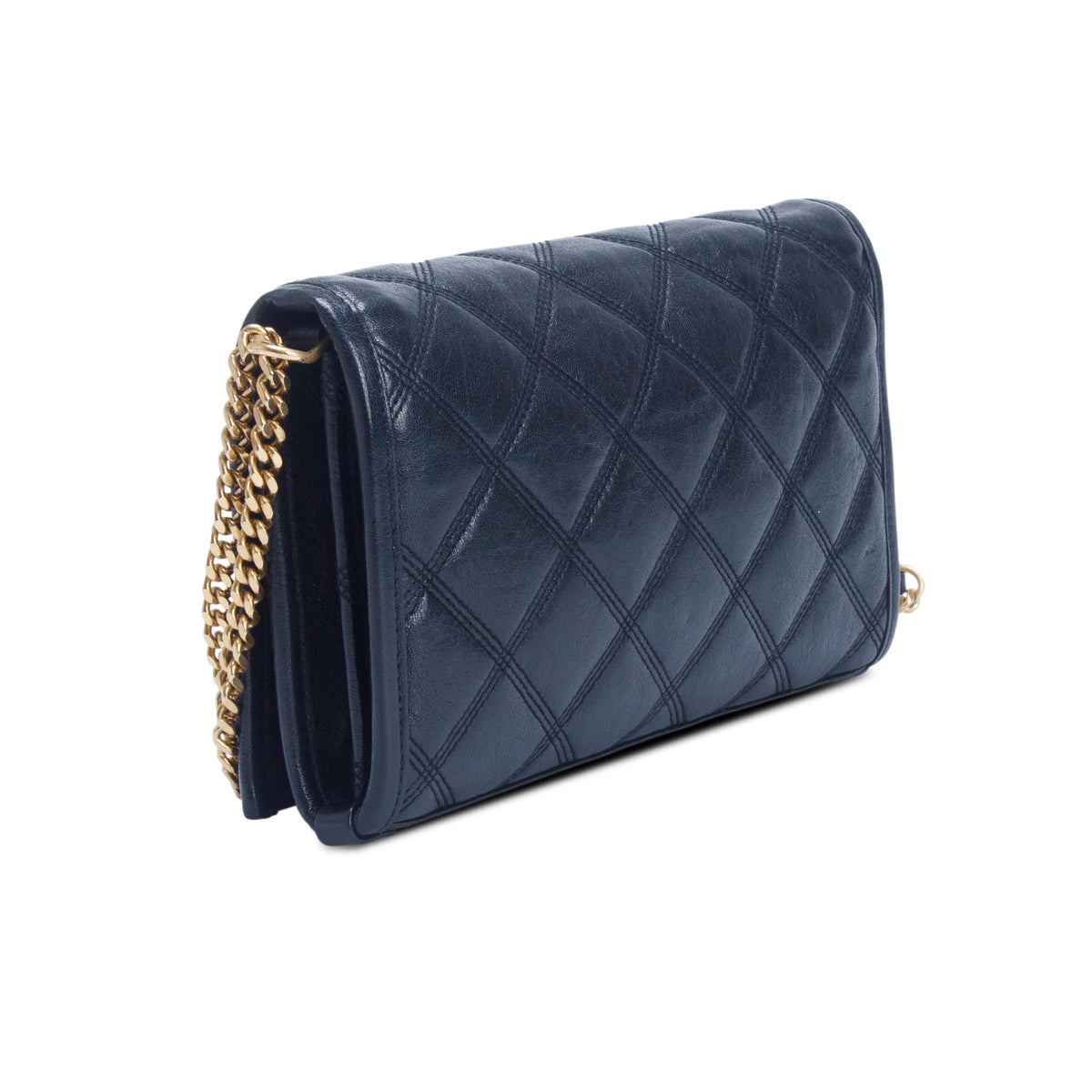 Saint Laurent Black Quilted Leather Becky Chain Wallet
