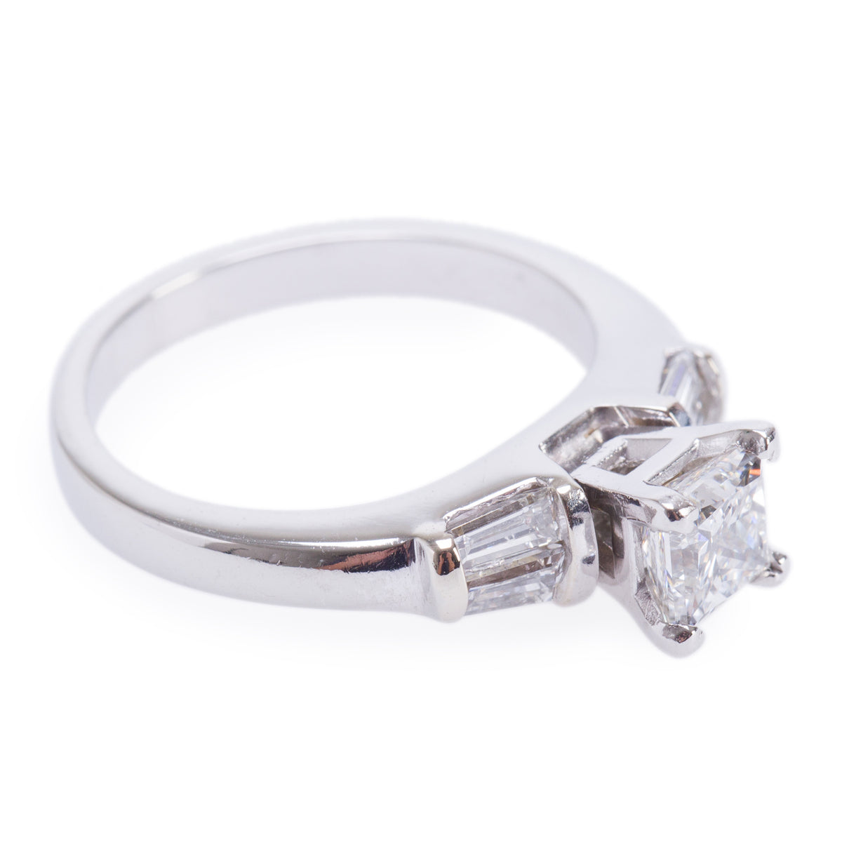 14k White Gold 0.82 ct. Princess Cut Diamond Engagement Ring, Size 6.25