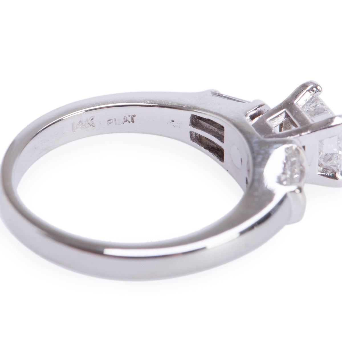 14k White Gold 0.82 ct. Princess Cut Diamond Engagement Ring, Size 6.25
