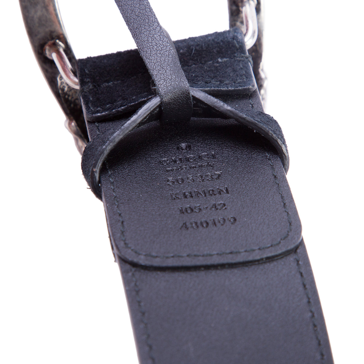 Gucci GG Supreme Black SuedeTrim Dionysus Accent 40 MM Belt, 105 42