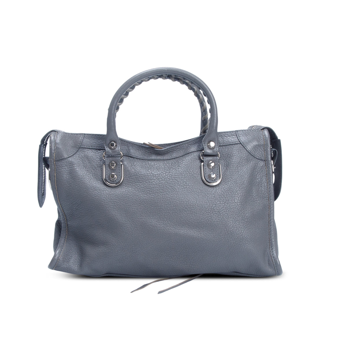 Balenciaga Grey Chevre Leather Small Metallic Edge City Bag w/ Strap