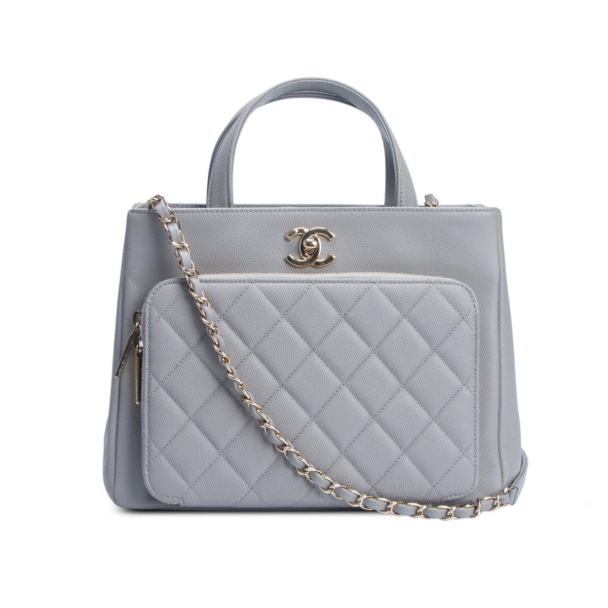 Chanel Grey Caviar Leather Small Business Affinity Tote w/ Box & Authenticity Card