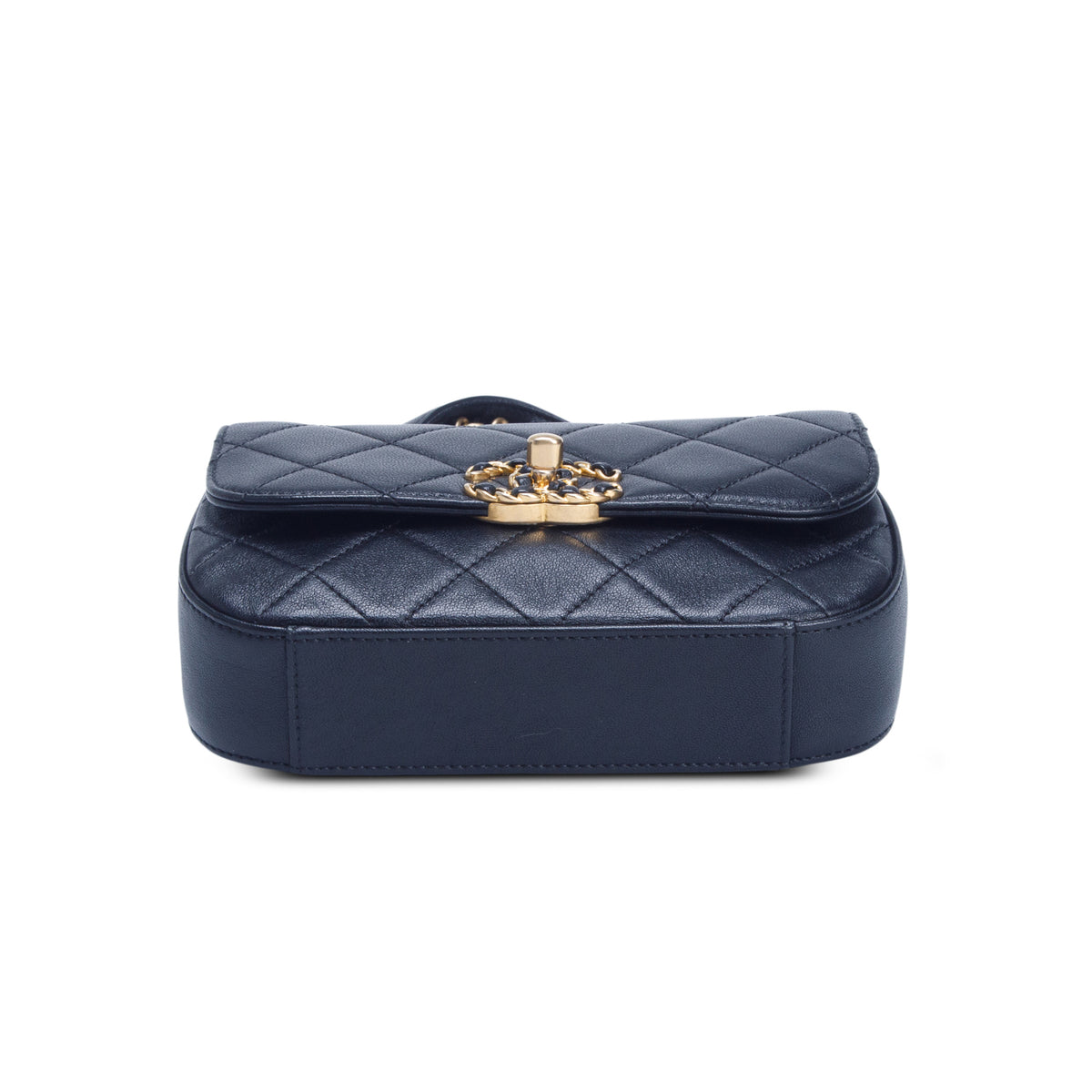 Chanel Black Lambskin Quilted Chain Infinity Waist Belt Bag w/ Box & Authenticity Card