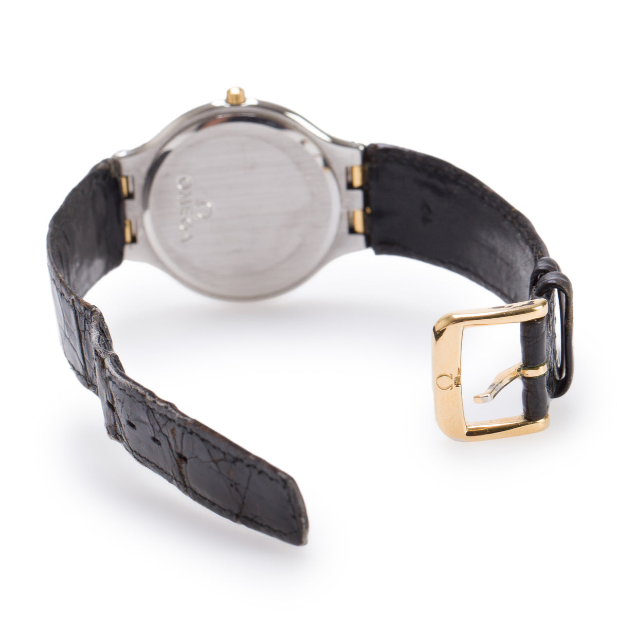 Omega Vintage Stainless Steel & 18k Yellow Gold De Ville Symbol 23 MM Quartz Watch Gold Dial