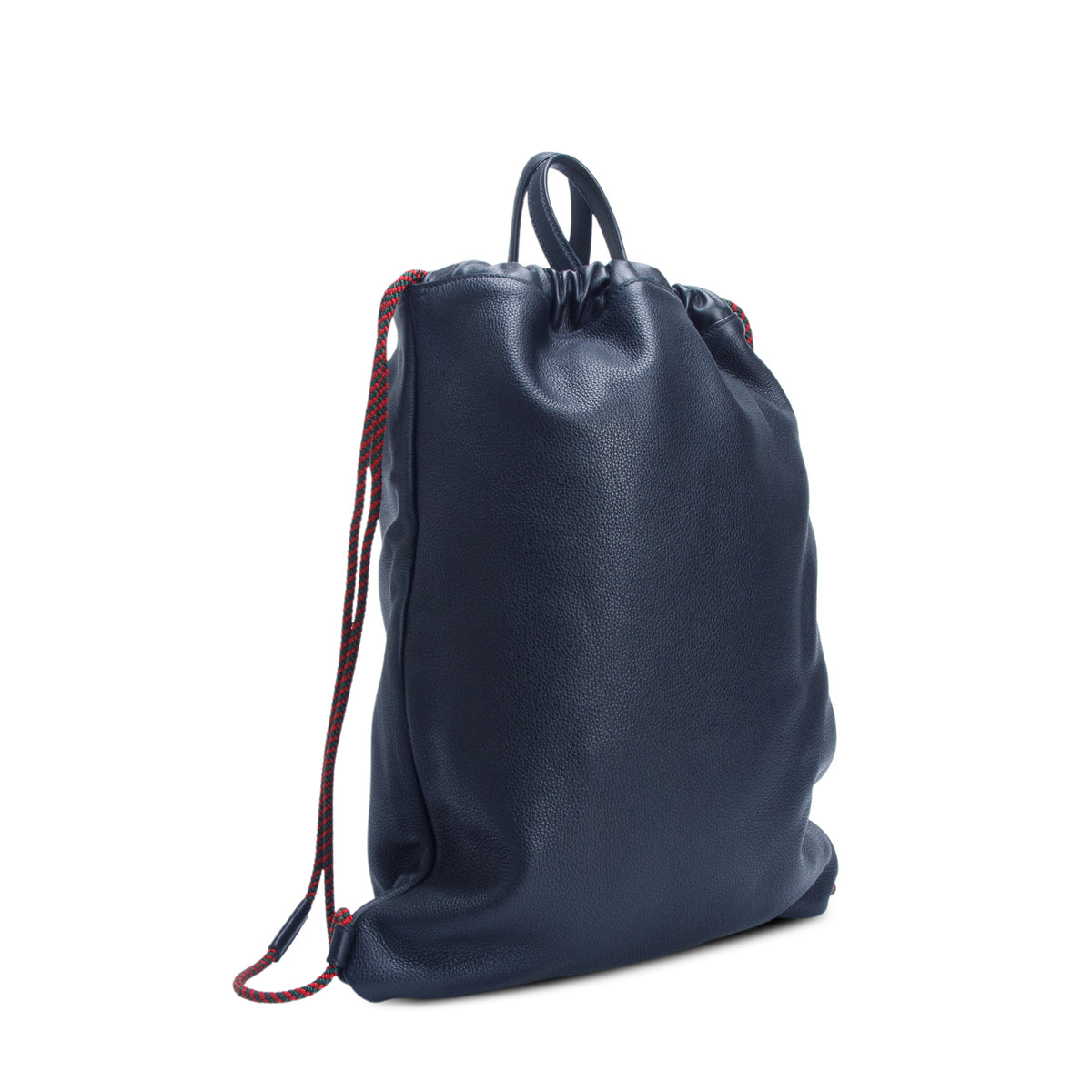 Gucci Black Logo Print Web Calfskin Leather Medium Drawstring Backpack w/ Box & Pouch