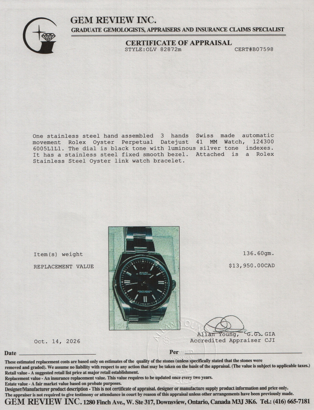 Rolex 2024 Stainless Steel Oyster Perpetual 41 MM Automatic Watch Black Dial 124300 w/ Box & Papers